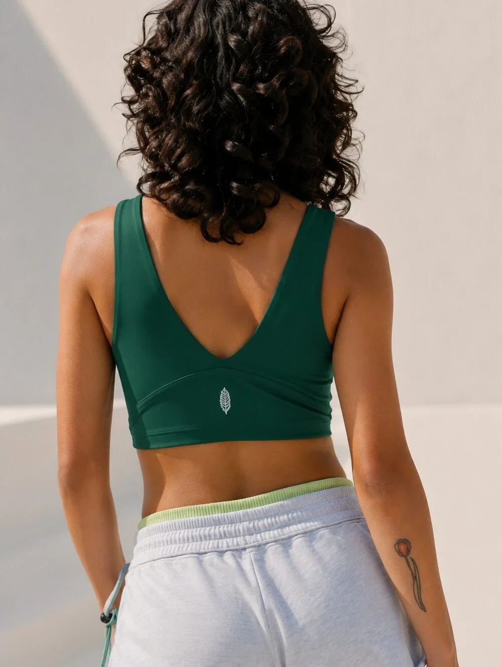 FP Movement by Free People Deep Green V-Neck Sports Bra